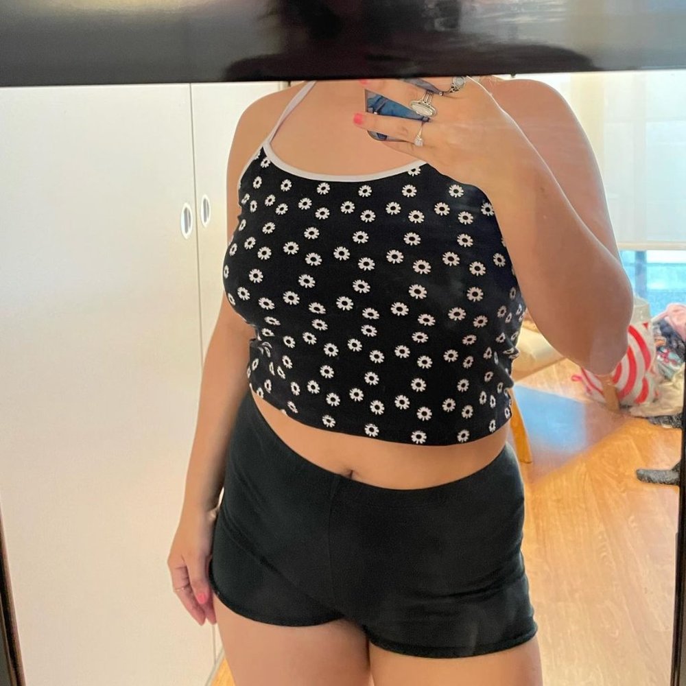 Black Floral Tank Top